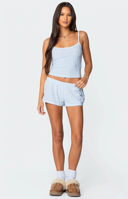 Edikted Women's Irene Low Rise Pointelle Micro Shorts - 0821609690008