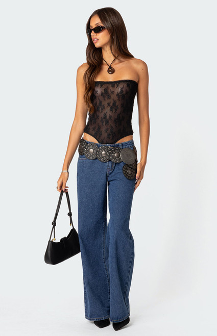 Edikted Women's Alina Sheer Lace Bodysuit - 0870609690033
