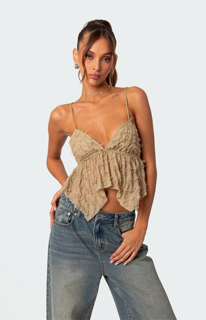 Edikted Women's Flutter Frilled Tie Back Top - 0731609690096