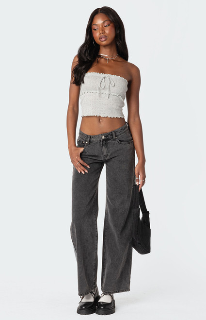 Edikted Women's Savannah Pointelle Tube Top - 0731609690097