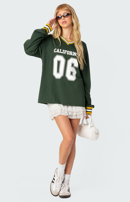 Edikted Women's Cali Oversized Baseball T-Shirt - 0731609690114