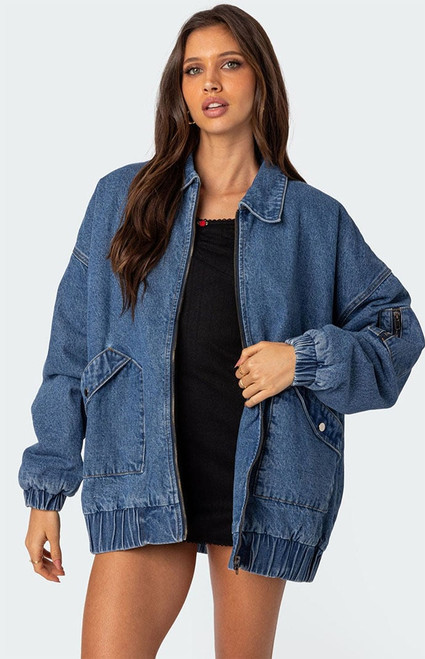 Edikted Women's Sophie Oversized Washed Denim Coat - 0760609690013
