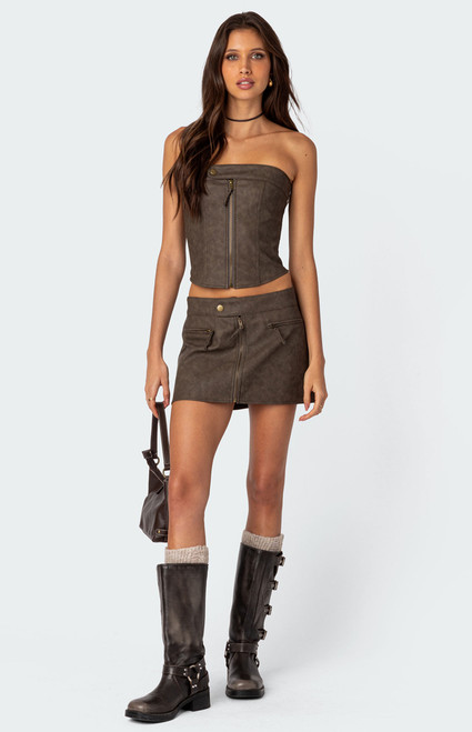 Edikted Women's Ziva Faux Leather Mini Skirt - 0840609690045