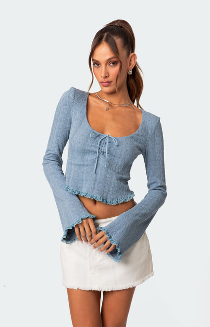 Edikted Women's Lacey Long Sleeve Knit Top - 0731609690142