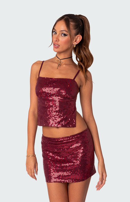 Edikted Women's Cosmo Open Back Sequin Top - 0731609690166