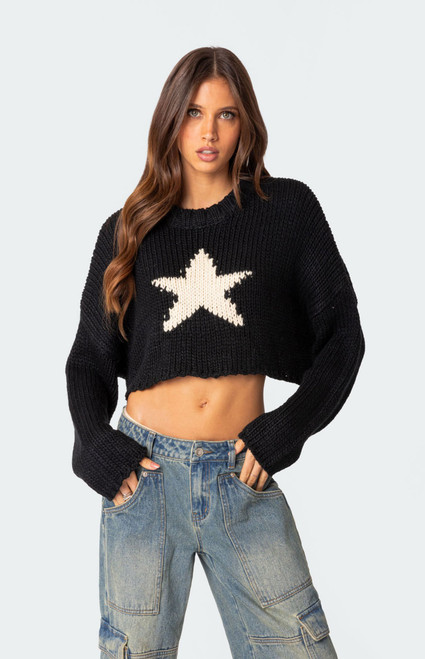 Edikted Women's Mega Star Cropped Sweater - 0740609690024
