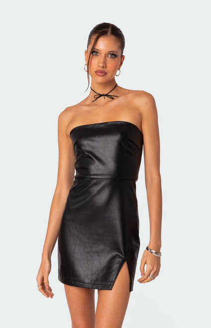 Edikted Women's Moon Sign Faux Leather Mini Dress - 0870609690067