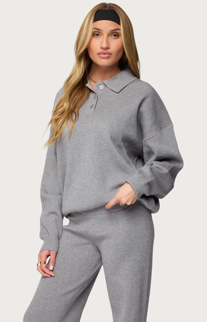 Edikted Women's Lorie Oversized Knit Polo Sweater - 0740609690214