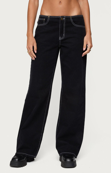 Edikted Women's Contrast Stitch Low Rise Jeans - 0860609690217