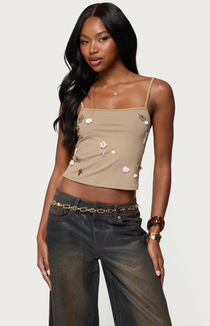 Edikted Women's Malia Flower Applique Tank Top - 0712609690639