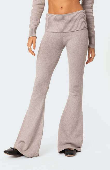 Edikted Women's Desiree Knitted Low Rise Fold Over Pants - 0850609690025