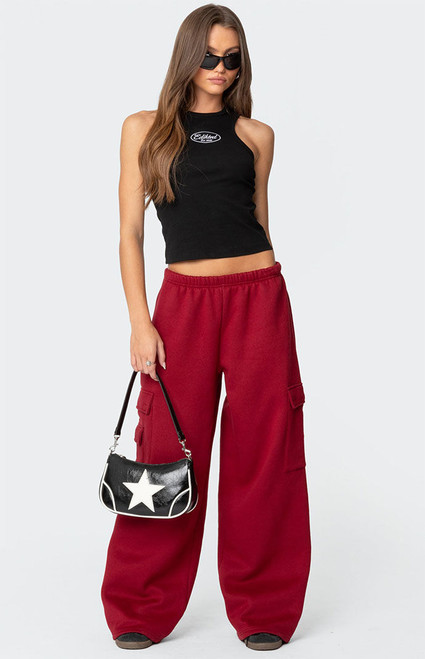 Edikted Women's Wide Leg Cargo Sweatpants - 0850609690013