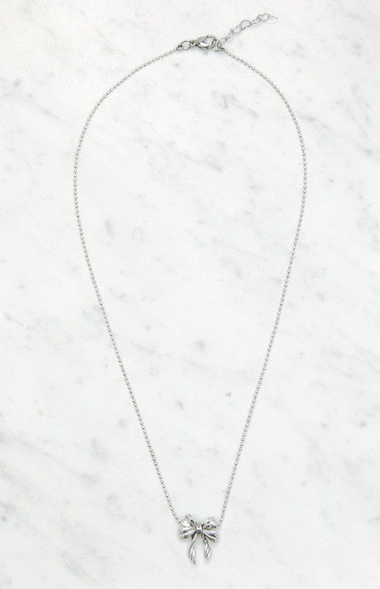 John Galt Women's Silver Bow Necklace - 0679601600156