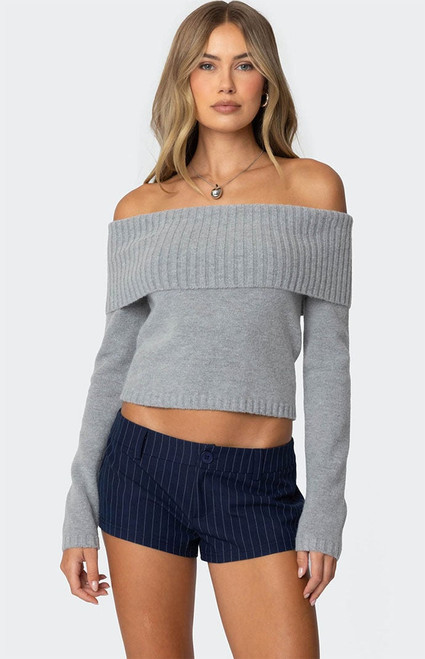 Edikted Women's Tamara Fold Over Knit Top - 0731609690230
