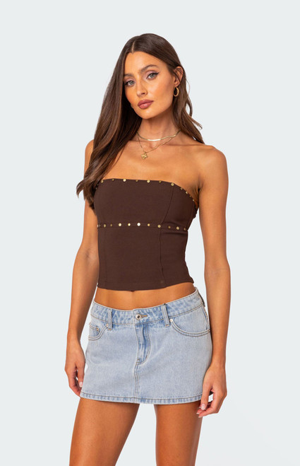 Edikted Women's Darcy Studded Lace Up Corset - 0731609690240