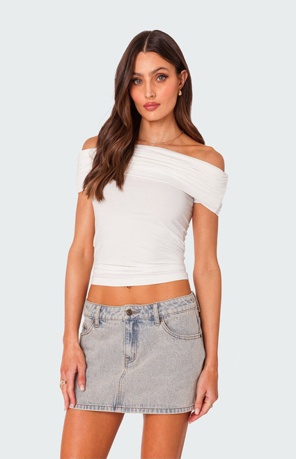 Edikted Women's Strawberry Gathered Fold Over Top - 0731609690274