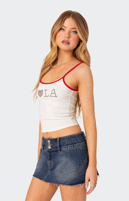 Edikted Women's LA Lover Rhinestone Tank Top - 0712609690090