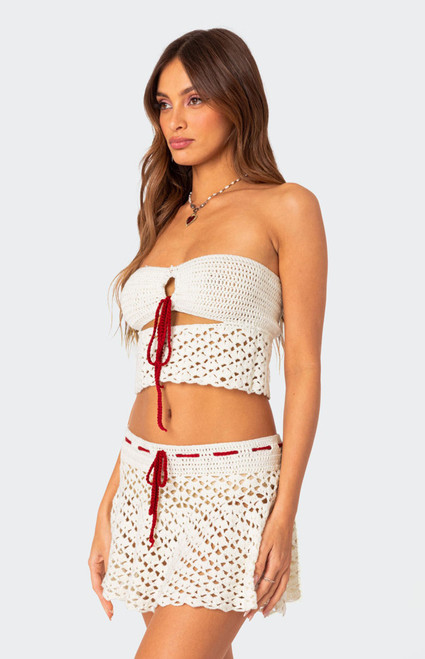 Edikted Women's Jaslene Strapless Crochet Tube Top - 0731609690344