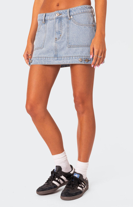 Edikted Women's Foxx Denim Mini Skirt - 0840609690115