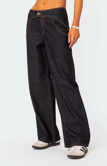 Edikted Women's Western Low Rise Straight Leg Jeans - 0860609690053