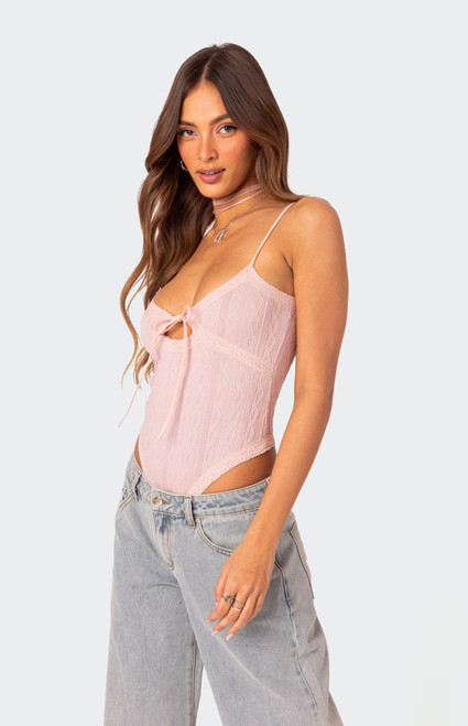 Edikted Women's Lacey Knit Cut Out Bodysuit - 0870609690143