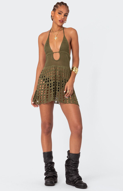 Edikted Women's Austin Open Back Crochet Mini Dress - 0870609690161