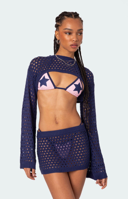 Edikted Women's Celena Crochet Shrug Top - 0731609690391