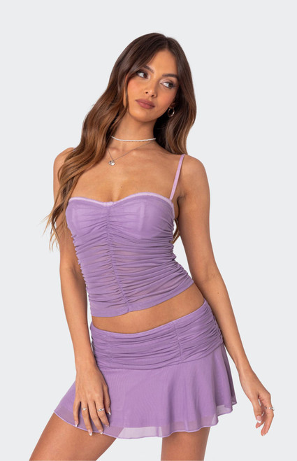 Edikted Women's Rebecca Ruched Mesh Bra Top - 0731609690417
