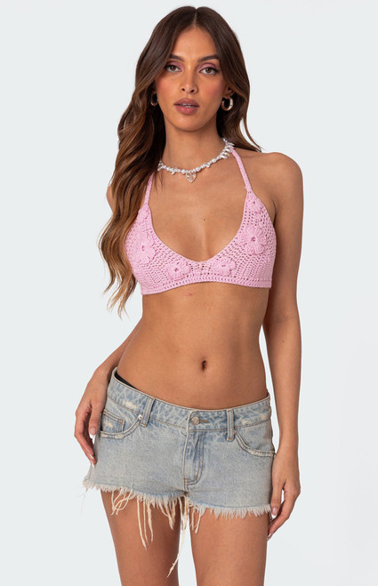 Edikted Women's Missy Crochet Bra Halter Top - 0712609690111