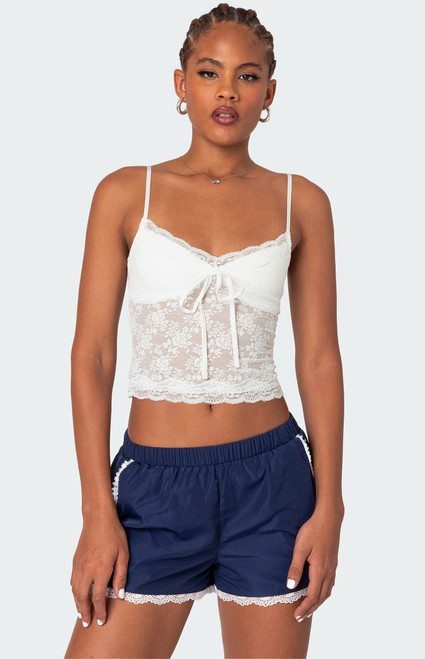 Edikted Women's Cami Sheer Lace Tank Top - 0731609690446