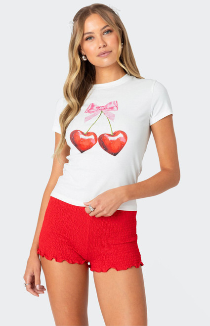 Edikted Women's Cherry Heart T-Shirt - 0702609690053
