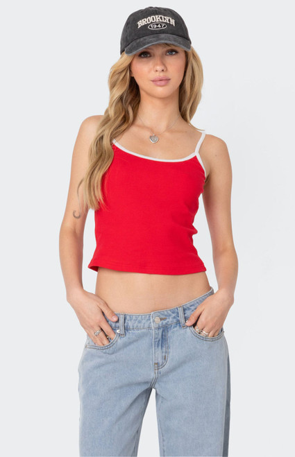 Edikted Women's Franky Ribbed Contrast Tank Top - 0712609690102
