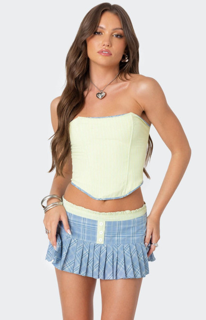 Edikted Women's Kayleigh Contrast Pinstripe Corset - 0731609690508