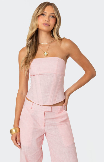 Edikted Women's Arya Linen Look Corset - 0731609690511