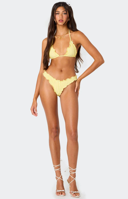 Edikted Women's Golden Ruffle Edge Bikini Bottom - 0825609690032