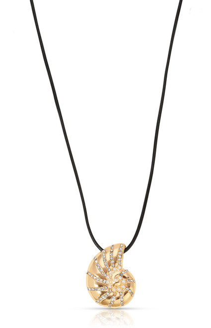 Ettika Women's Nautilus Shell Pendant Black Cord Necklace - 0656603130239