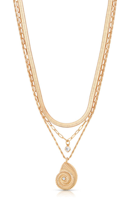 Ettika Women's Nautilus Shell Pendant Layered Necklace - 0656603130244