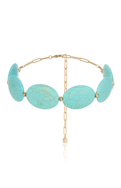 Ettika Women's Oval Turquoise Stones Statement Choker - 0656603130266