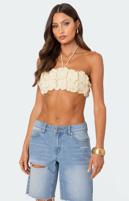 Edikted Women's Flower Girl Crochet Crop Top - 0731609690539