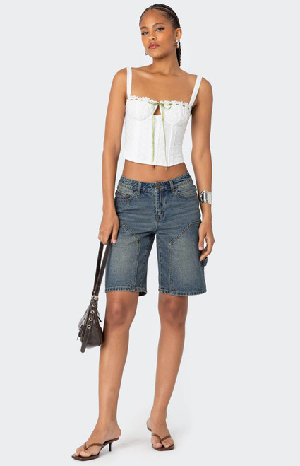 Edikted Women's Carpenter Denim Bermuda Shorts - 0829609690018