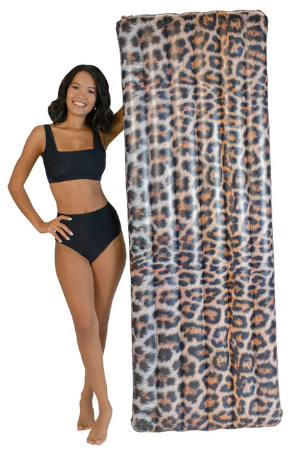 PoolCandy Men's Inflatable Leopard Print Deluxe Pool Raft - 0685600420038