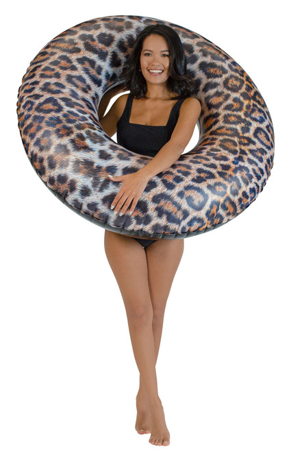 PoolCandy Men's Inflatable Leopard Print Jumbo Pool Tube - 0685600420041