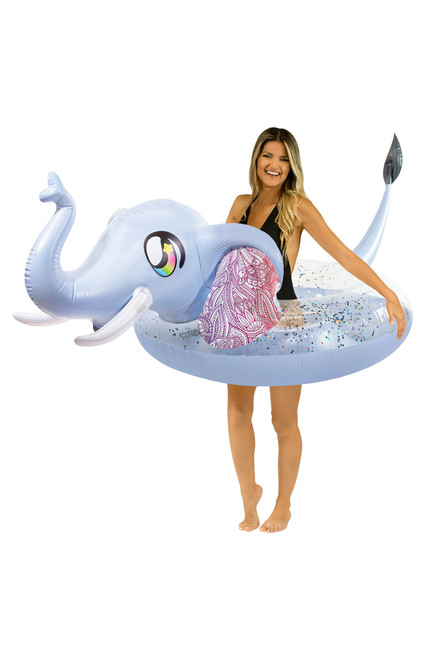 PoolCandy Men's Inflatable 48" Jumbo Glitter Elephant Pool Tube - 0685600420042