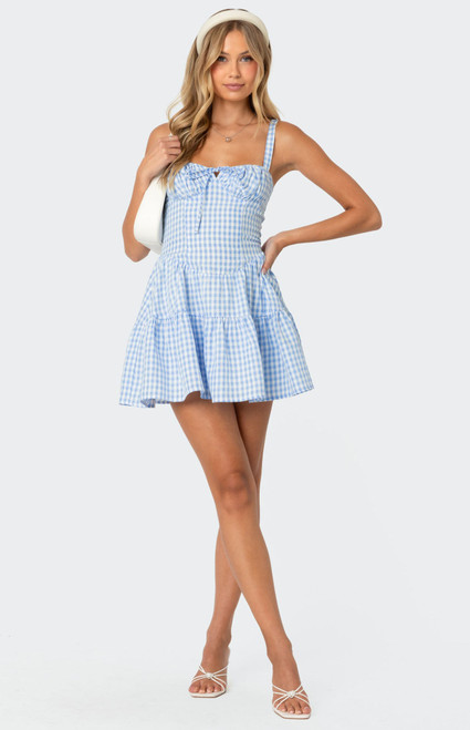 Edikted Women's Basil Cupped Gingham Mini Dress - 0870609690251