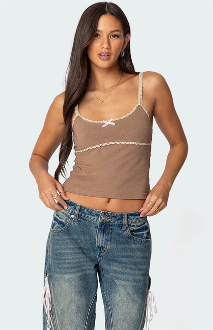 Edikted Women's Elin Lace Trim Tank Top - 0712609690231