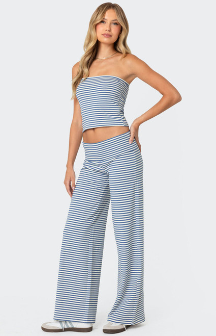 Edikted Women's Lilah Striped Fold Over Pants - 0861609690007