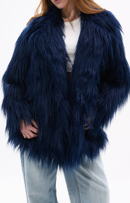 AZALEA WANG Women's Breckenridge Blue Faux Fur Coat - 0760611590018