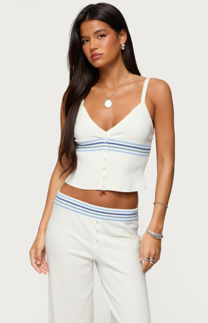 Edikted Women's Miya Stripey Ribbed Knit Tank Top - 0712609690581