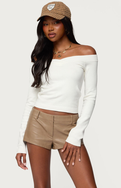 Edikted Women's Leatrice Off Shoulder Knit Top - 0740609690252