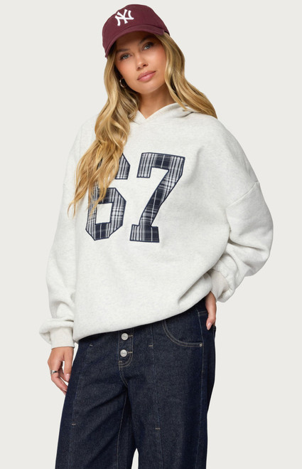 Edikted Women's Gali Plaid 67 Oversized Hoodie - 0751609690146